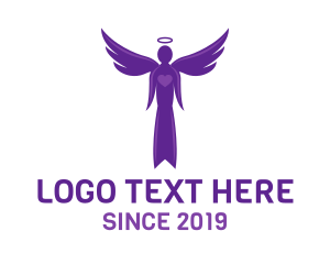 Religion - Purple Heart Angel logo design