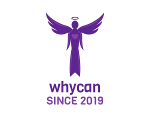 Flying - Purple Heart Angel logo design