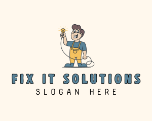 Repairman - Cartoon Electrician Repairman logo design