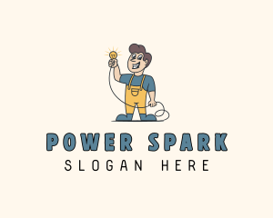 Cartoon Electrician Repairman logo design