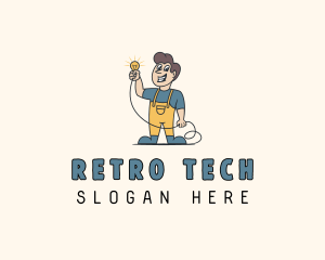 Cartoon Electrician Repairman logo design