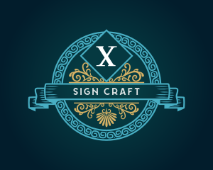 Greek Chi Symbol Ornament logo design