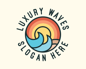 Sunset Beach Waves logo design