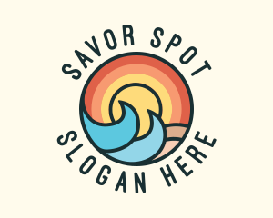 Sunset Beach Waves logo design