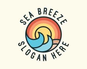 Coastline - Sunset Beach Waves logo design