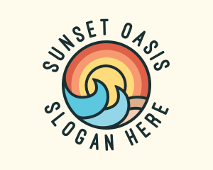 Sunset Beach Waves logo design