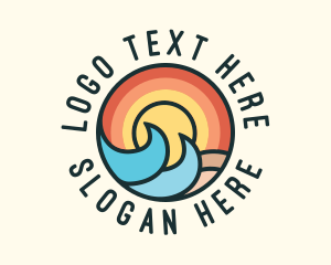 Surfing - Sunset Beach Waves logo design