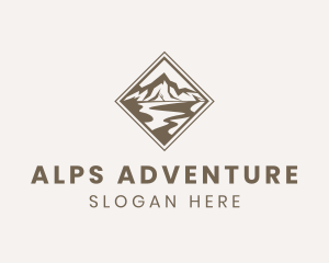 Alps - Mountain River Camping logo design