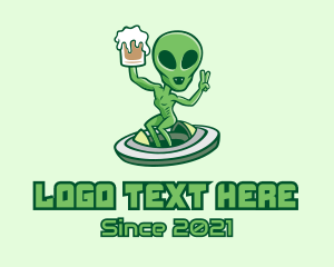 Bourbon - Martian Alien Beer logo design