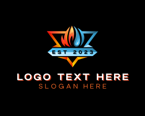 Heating - Triangle Fire Ice logo design