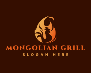 Chicken Grill Fire logo design