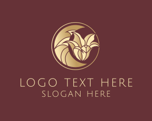 Moon Gold Flower Logo