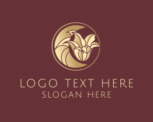 Luxury - Moon Gold Flower logo design