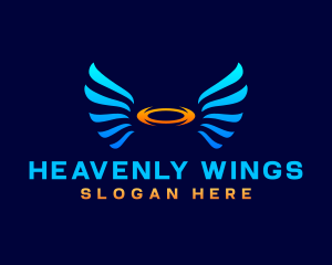 Wings Halo Fly logo design