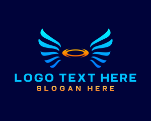 Heaven - Wings Halo Fly logo design