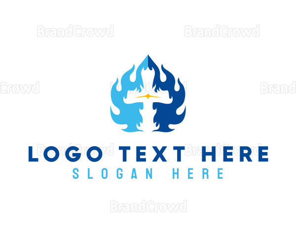 Religious Cross Blaze Logo