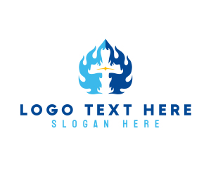 Nun - Religious Cross Blaze logo design
