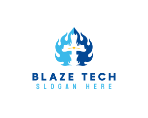 Religious Cross Blaze logo design