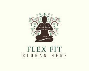 Stretching - Nature Yoga Fitness logo design