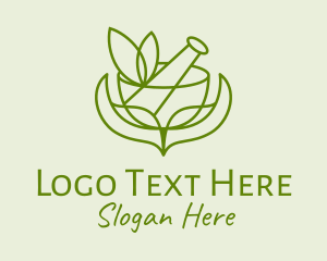 Green Herbs Pestle  logo design