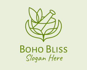 Green Herbs Pestle  logo design