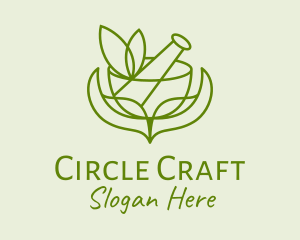 Green Herbs Pestle  logo design