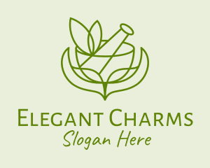 Green Herbs Pestle  logo design