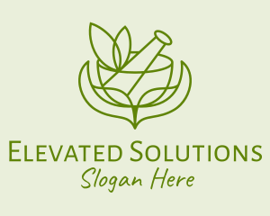 Green Herbs Pestle  logo design