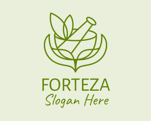 Green Herbs Pestle  logo design