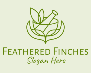 Green Herbs Pestle  logo design