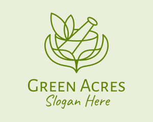 Green Herbs Pestle  logo design