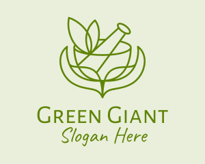 Green Herbs Pestle  logo design