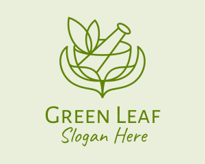 Green Herbs Pestle  logo design