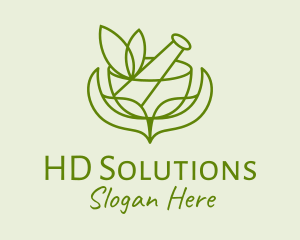 Green Herbs Pestle  logo design