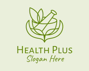 Green Herbs Pestle  logo design