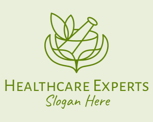 Green Herbs Pestle  logo design