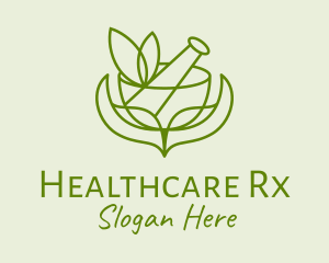 Pharmacist - Green Herbs Pestle logo design