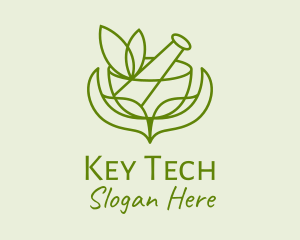 Green Herbs Pestle  logo design