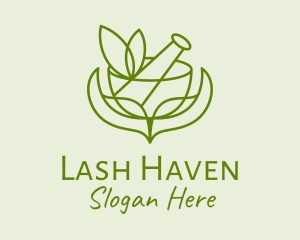 Green Herbs Pestle  logo design