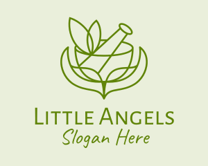 Green Herbs Pestle  logo design