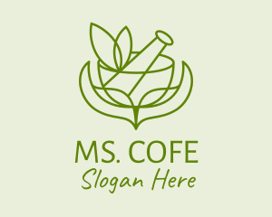 Green Herbs Pestle  logo design