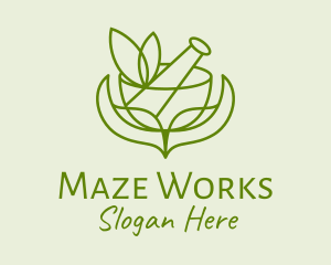 Green Herbs Pestle  logo design