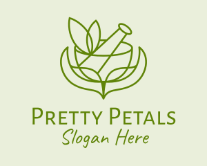 Green Herbs Pestle  logo design