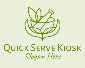 Green Herbs Pestle  logo design