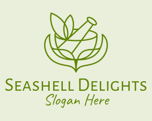 Green Herbs Pestle  logo design