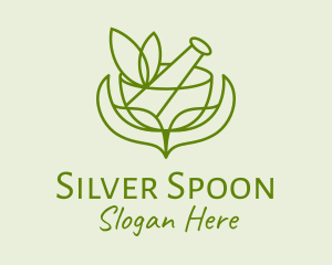 Green Herbs Pestle  logo design