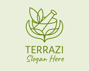 Green Herbs Pestle  logo design