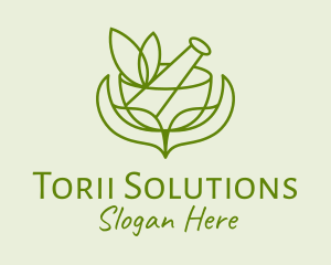 Green Herbs Pestle  logo design