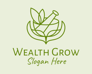 Green Herbs Pestle  logo design