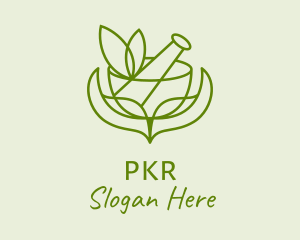 Green Herbs Pestle  logo design